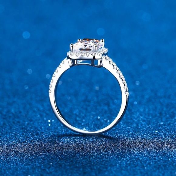 Certified 1CT Radiant Cut Moissanite Ring - Picture 6 of 10